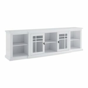 Walker Edison - Classic Glass-Door TV Stand for most TVs up to 88” - White