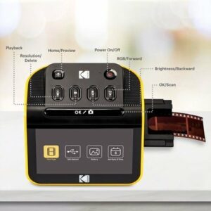 Kodak - Film & Slide Scanner, 5” LCD Screen, Portable Photo Viewer Convert Old Film Negatives & Slides to JPEG Digital Photos - Black