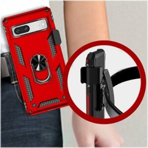 SaharaCase - Military Kickstand Series with Belt Clip Case for Google Pixel 7a - Red