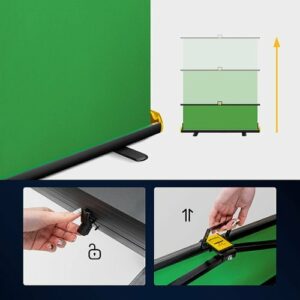 Kodak - Portable Green Screen, Chroma Key Backdrop & Built-in Stand for Video & Photo Shoots, Auto Lock Frame. - Black/Green