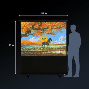 Kodak - 60" Projector Screen, Pull Up Projector Screen and Stand, Portable Projector Screen with Handle and Carrying Case - Black/White