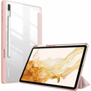 SaharaCase - Folio Case for Samsung Galaxy Tab S8+ and Tab S7 FE - Clear/Pink