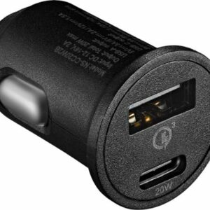 Insignia™ - 20W Vehicle Charger with 1 USB-C and 1 USB Port - Black