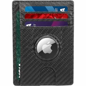 SaharaCase - Slim Leather Wallet Case for Apple AirTag - Black