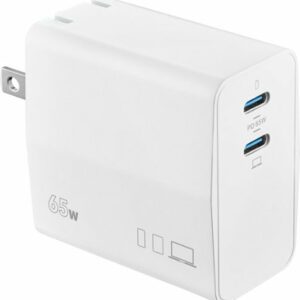 Insignia™ - 65W Dual Port USB-C Compact Wall Charger for MacBook Pro, MacBook Air, and most USB-C Laptops - White