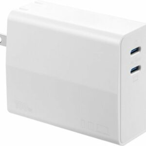 Insignia™ - 100W Dual Port USB-C Foldable Compact Wall Charger Kit for MacBook Pro, Smartphone, Tablet, and More - White