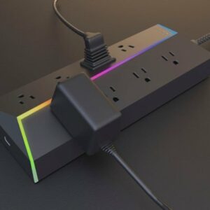 Titan - 8 Outlet 3200 Joules Surge Protector with ColorChanging LED - Black