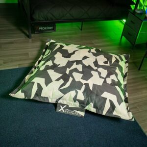 X Rocker - Extra Large Geo Floor Gaming Bean Bag Cushion - Gray Camo