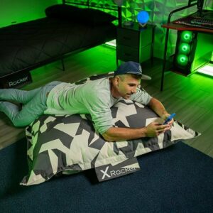 X Rocker - Extra Large Geo Floor Gaming Bean Bag Cushion - Gray Camo