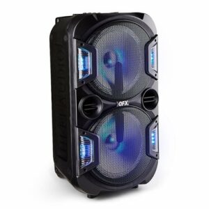 QFX - 2 x 10" Trolley and Wheels BT Speaker Rechargeable - Black