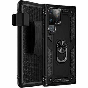 SaharaCase - Military Kickstand Series Case for Samsung Galaxy S22 Ultra - Black