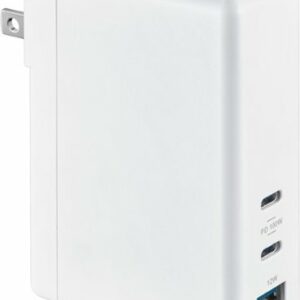 Insignia™ - 112W Foldable Wall Charger with 2 USB-C and 1 USB Port for Laptops, Smartphone, Tablet, and More - White