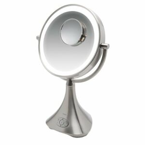 iHome - LUX PRO Rechargeable Vanity Speaker with Bluetooth, Speakerphone, and USB Charging - Silver/Nickel