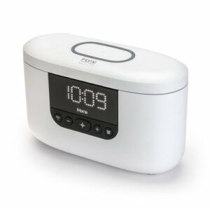 iHome - POWERUVC II ULTRA 360° UV-C Sanitizer Alarm Clock with Wireless Charging and USB Charging - White