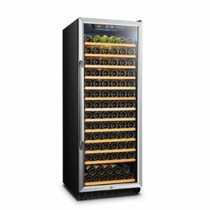 Lanbo - Freestanding/Built-In 24 Inch 143 Bottle Single Zone Compressor Wine Cooler with Stainless Steel Door - Black