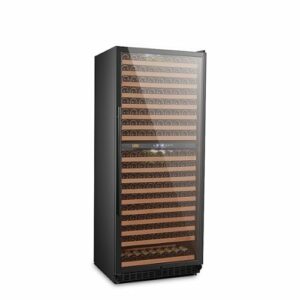 Lanbo - Freestanding 32 Inch 287 Bottle Dual Zone Wine Cooler with Quiet Operation and Quality aluminum alloy door trim - Black