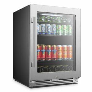 LanboPro - 112 Can 6 Bottle Beverage Refrigerator with Precision Temperature Controls and Adjustable Shelves - Black