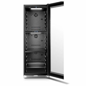 LanboPro - Built-in 24 Inch 143 Bottle Triple Zone Wine Cooler with Removable Shelves and Seamless Stainless Steel Door - Black