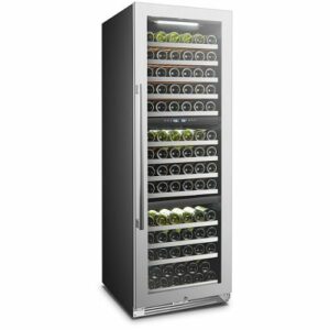 LanboPro - Built-in 24 Inch 143 Bottle Triple Zone Wine Cooler with Removable Shelves and Seamless Stainless Steel Door - Black