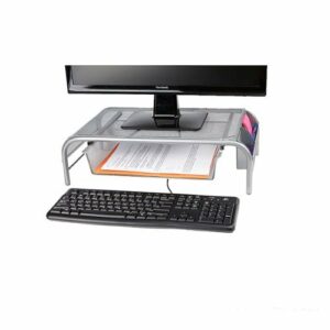 Mind Reader - Mesh Monitor Stand with Drawer Set of 2 - Siler