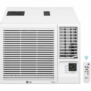 LG - 1,000 Sq. Ft. 18,000 BTU Smart Window Air Conditioner with 12,000 BTU Heater - White