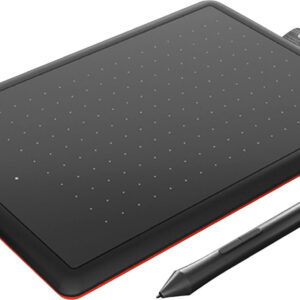 One by Wacom Student Drawing Tablet (small) – Works with Chromebook, Mac, PC - Black/Red