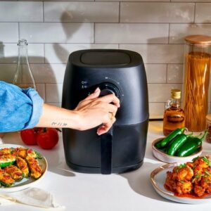 Bella Pro Series - 3.7-qt. 2 in 1 Knob Manual Air Fryer - Black