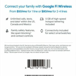 Google Fi Wireless Simply Unlimited Talk/Text/Data SIM Kit - 1 Month