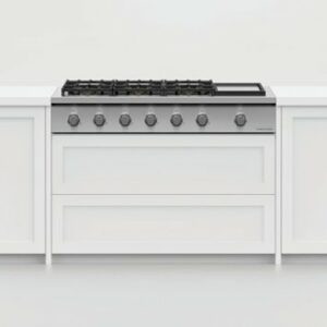 Fisher & Paykel - 48 in. Professtional 6 Burner Drop-In Gas Cooktop with Griddle - Stainless Steel