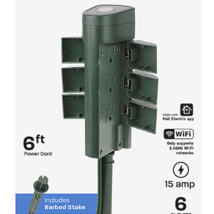 FEIT ELECTRIC - Outdoor 6-Outlet Smart Wi-Fi Yard Stake - Green