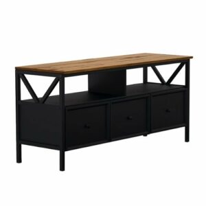 Walker Edison - 60" Modern Farmhouse Solid Wood TV Stand for Most TVs up to 65” - Rustic Oak/Black