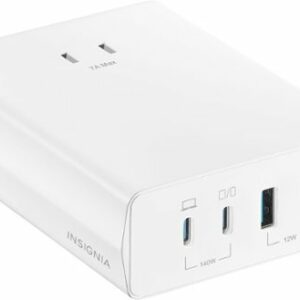 Insignia™ - 140W 4-Port USB and USB-C Desktop Charger Kit for MacBook Pro 16”, Laptops, Smartphone, Tablet, and More - White