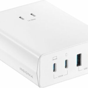 Insignia™ - 100W 4-Port USB and USB-C Desktop Charger Kit for MacBook Pro, Smartphone, Tablet and More - White