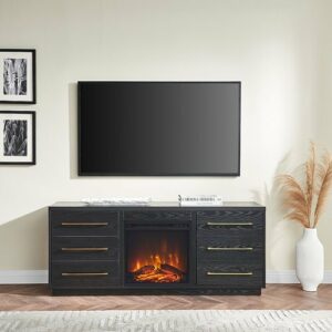 Camden&Wells - Greer Log Fireplace TV Stand for Most TVs up to 65" - Black Grain