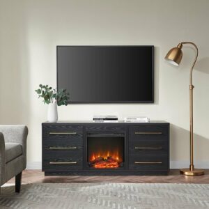 Camden&Wells - Greer Log Fireplace TV Stand for Most TVs up to 65" - Black Grain