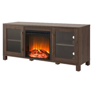 Camden&Wells - Quincy Log Fireplace TV Stand for Most TVs up to 65" - Alder Brown