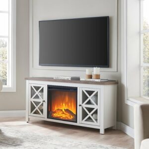 Camden&Wells - Colton Log Fireplace TV Stand for Most TVs up to 55" - White/Gray Oak