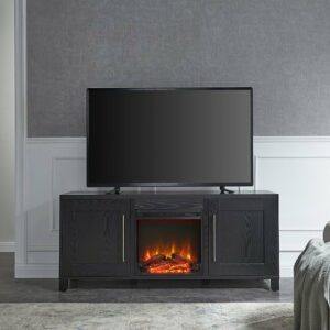 Camden&Wells - Chabot Log Fireplace TV Stand for Most TVs up to 65" - Black Grain