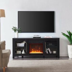 Camden&Wells - Quincy Crystal Fireplace TV Stand for Most TVs up to 65" - Black Grain