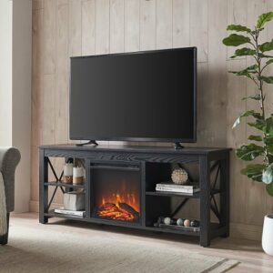 Camden&Wells - Sawyer Log Fireplace TV Stand for Most TVs up to 65" - Black