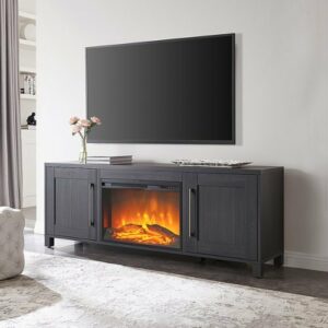 Camden&Wells - Chabot Log Fireplace TV Stand for Most TVs up to 75" - Charcoal Gray