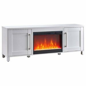 Camden&Wells - Chabot Crystal Fireplace TV Stand for TVs up to 75" - White