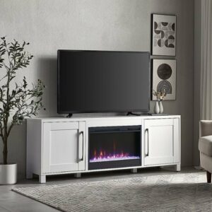 Camden&Wells - Chabot Crystal Fireplace TV Stand for TVs up to 75" - White