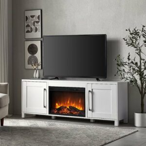 Camden&Wells - Chabot Log Fireplace TV Stand for TVs up to 75" - White