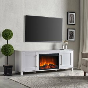 Camden&Wells - Chabot Log Fireplace TV Stand for TVs up to 75" - White