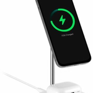 Best Buy essentials™ - 2-in-1 7.5W Magnetic Wireless Charger for iPhone 15/14/13/12 series + AirPods - White