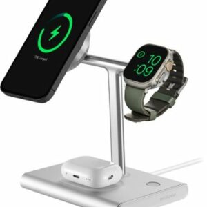 Insignia™ - 3-in-1 15W Wireless Charger with MagSafe for iPhone 15/14/13/12 series + Apple Watch + AirPods - Silver