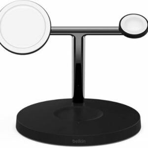 Belkin - MagSafe 3-in-1 Wireless Charging Stand - 2ND GEN with Faster Apple Watch Charging- iPhone 15, 14 & 13 series & AirPods - Black