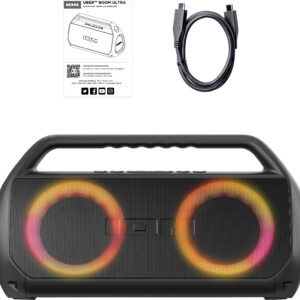 ION Audio - Uber Boom Ultra Water Resistant Bluetooth Stereo Boombox with Lights - Black