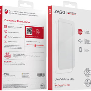 ZAGG - InvisibleShield Glass+ Defense Elite Maximum Edge-to-Edge Impact & Scratch Screen Protector for Apple iPhone 14 Pro Max